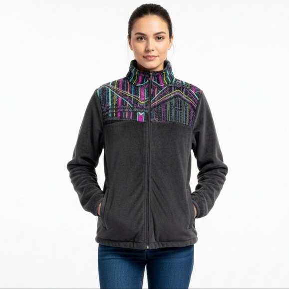 Fila Retro 90's Neon Pattern Zip Up Super Soft Fleece Unique vintage - Picture 1 of 7